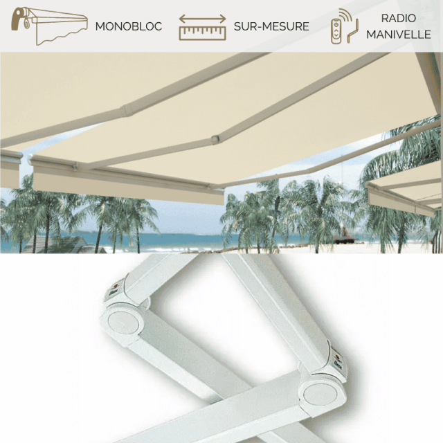 ART 350 - Store banne monobloc sur mesure à bras croisés